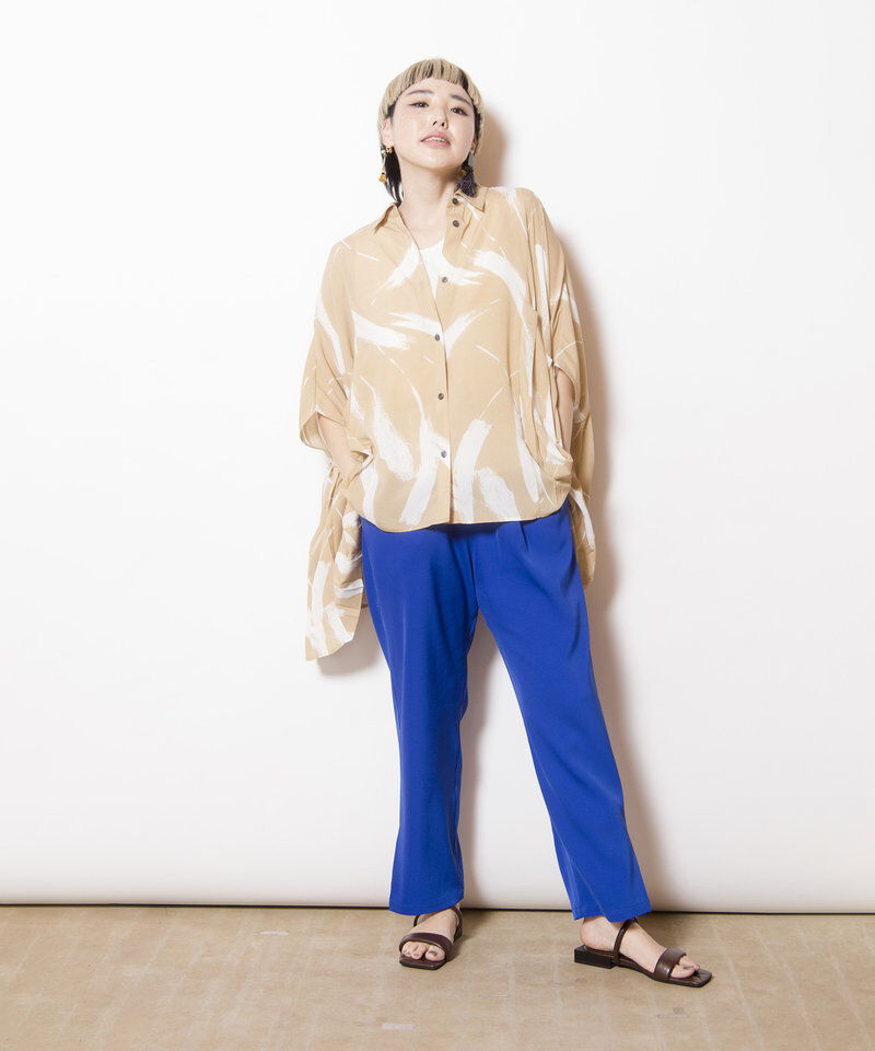  「サイドプリーツプリントブラウス」|シャツ・ブラウス|