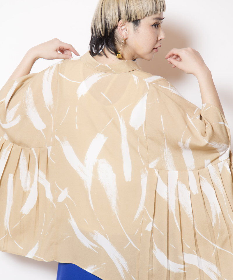  「サイドプリーツプリントブラウス」|シャツ・ブラウス|