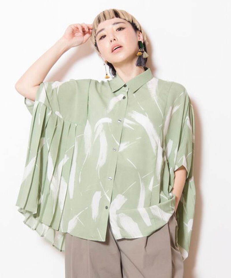  「サイドプリーツプリントブラウス」|シャツ・ブラウス|L.GREEN