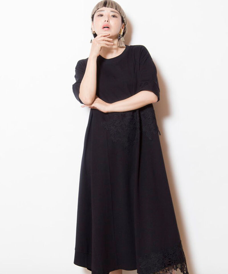  「レースモチーフワンピース」|ワンピース|BLACK
