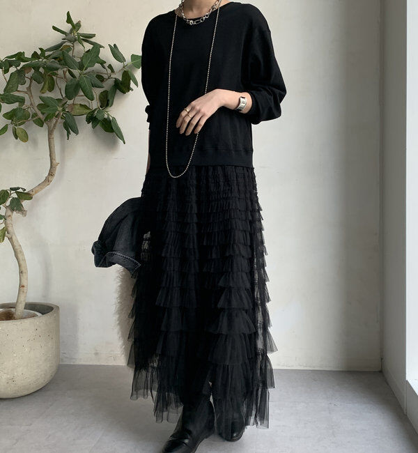  「【WEB限定】長袖ドッキングレイヤードワンピース」|ワンピース|