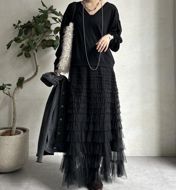  「【WEB限定】長袖ドッキングレイヤードワンピース」|ワンピース|