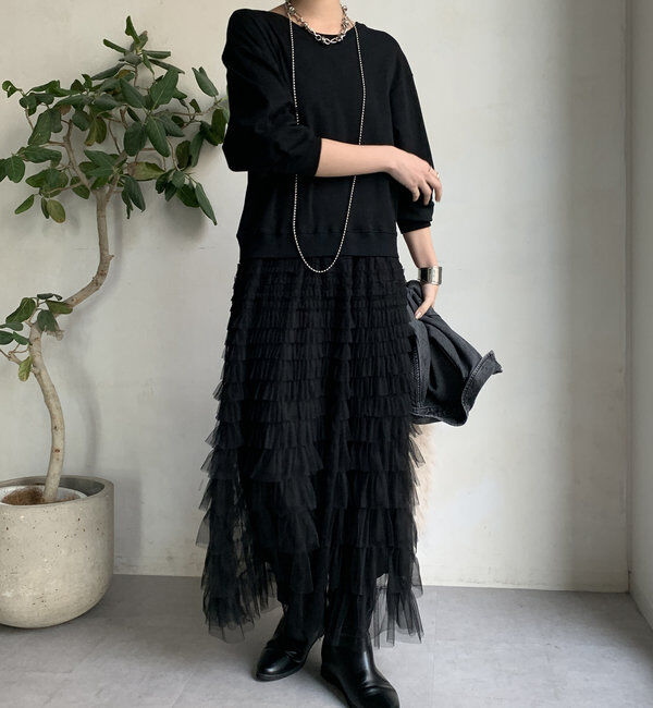  「【WEB限定】長袖ドッキングレイヤードワンピース」|ワンピース|