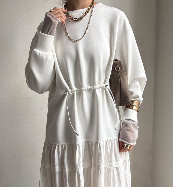  「【WEB限定】ウエストドロストドッキングワンピース」|ワンピース|