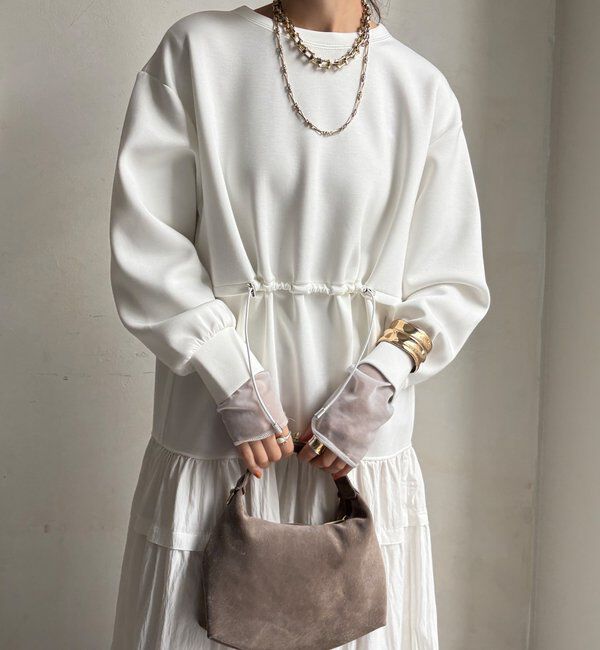  「【WEB限定】ウエストドロストドッキングワンピース」|ワンピース|