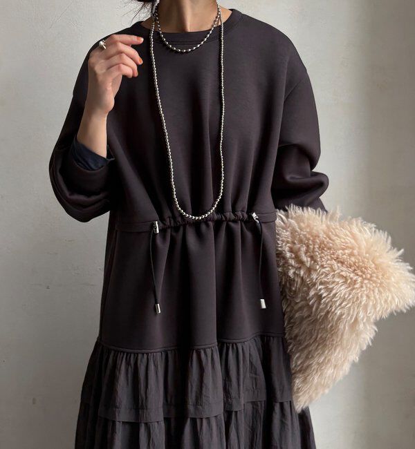  「【WEB限定】ウエストドロストドッキングワンピース」|ワンピース|