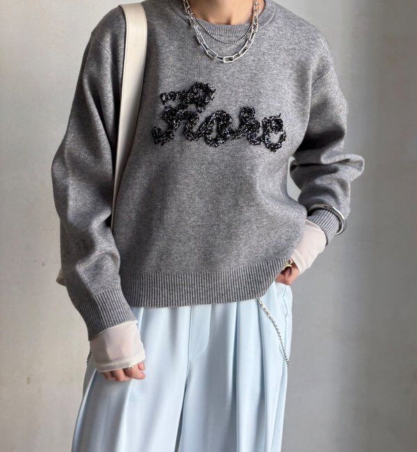  「【セットアップ対応/WEB限定】ツイードテープロゴニット」|ニット・セーター|