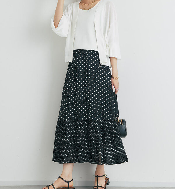 「シフォンドットプリントプリーツスカート」|スカート|