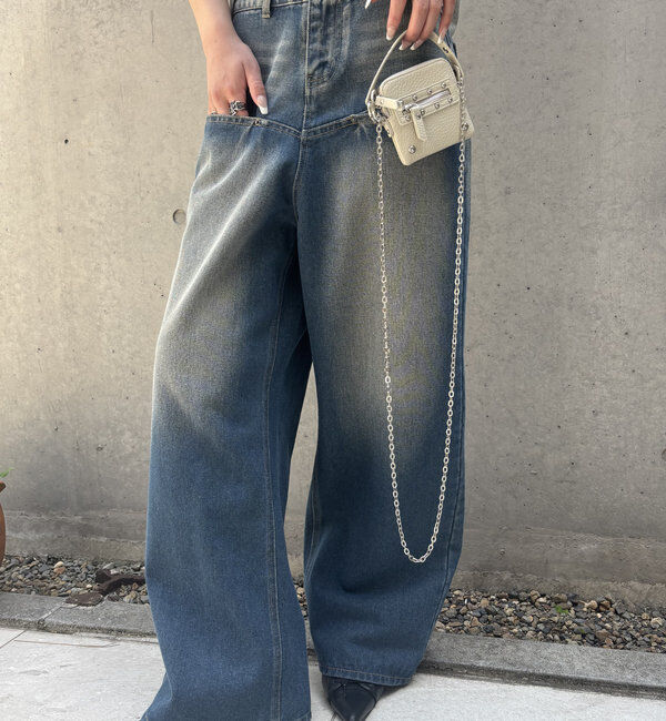  「【UNISEX/サイズ展開あり】スラッシュポケットブラストワイドデニム」|デニム|ブルー