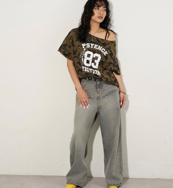  「【UNISEX/サイズ展開あり】スラッシュポケットブラストワイドデニム」|デニム|