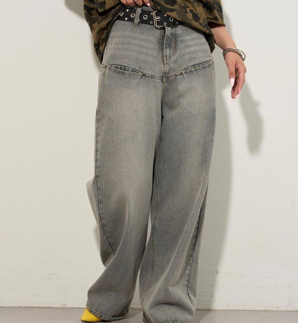  「【UNISEX/サイズ展開あり】スラッシュポケットブラストワイドデニム」|デニム|