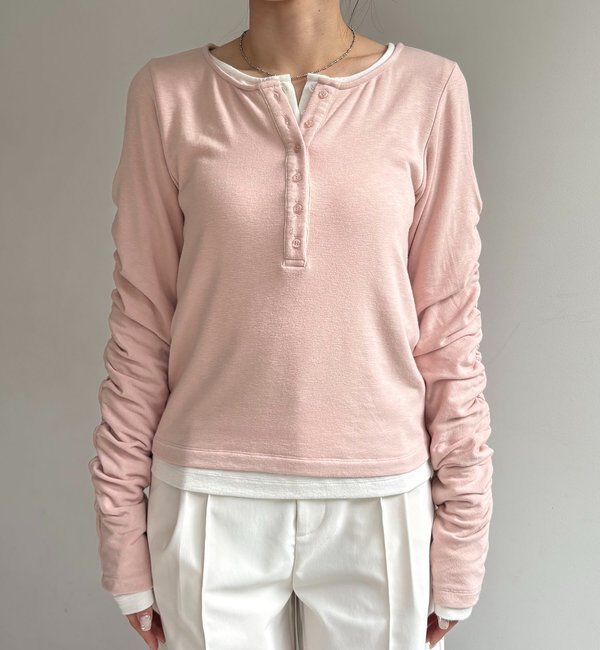  「インナーSET袖ギャザーヘンリーTシャツ」|Tシャツ・カットソー|