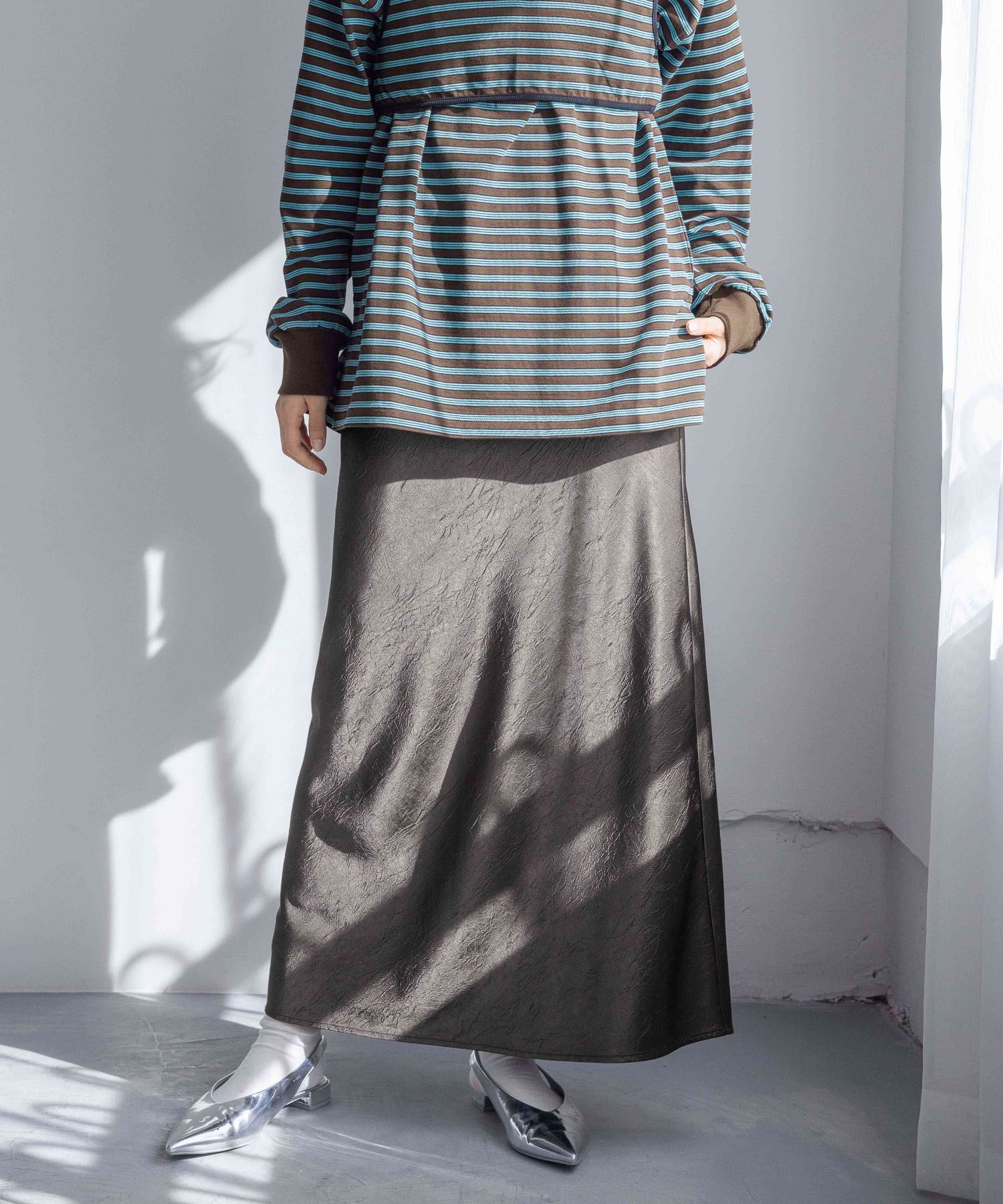 LOWRYS FARM「シワサテンスカート」|スカート|GRY8