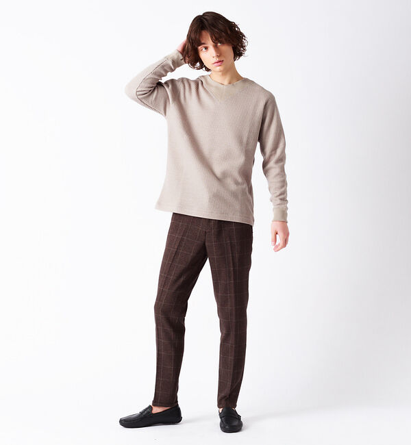 ABAHOUSE「シャンブレー ワッフル プルオーバーニット」|Tシャツ・カットソー|