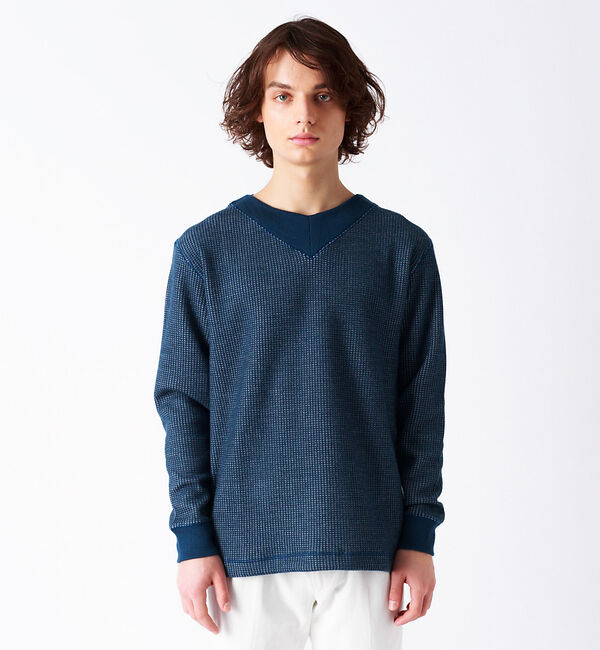 ABAHOUSE「シャンブレー ワッフル プルオーバーニット」|Tシャツ・カットソー|