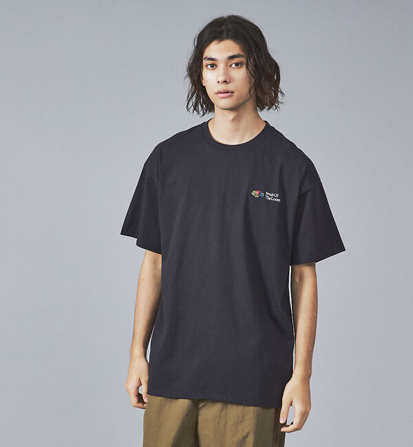 ABAHOUSE「【FRUIT OF THE LOOM】ワンポイント刺繍＆プリント クルーネック」|Tシャツ・カットソー|ブラック