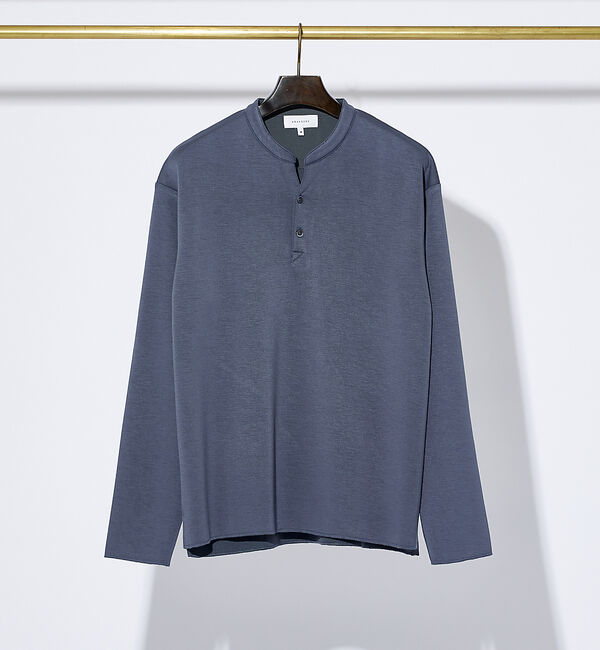 ABAHOUSE「Vネック スキッパー 長袖Tシャツ」|Tシャツ・カットソー|ブルーグレー