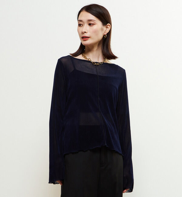 Soffitto「ナイロンチュールクルーネックプルオーバー」|Tシャツ・カットソー|ネイビー