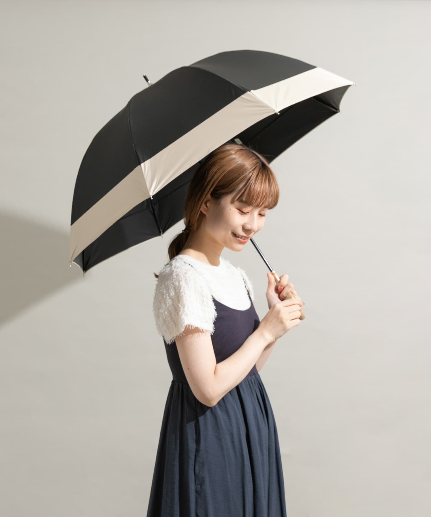 SMELLY「because　晴雨兼用バンブーハンドルバイカラー」|傘|