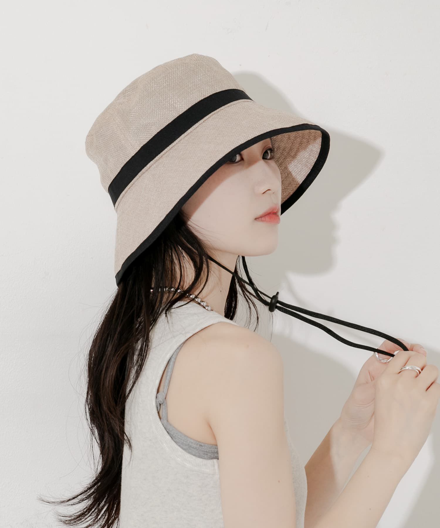 SMELLY「ジュートライクパイピングハット」|ハット|ベージュ