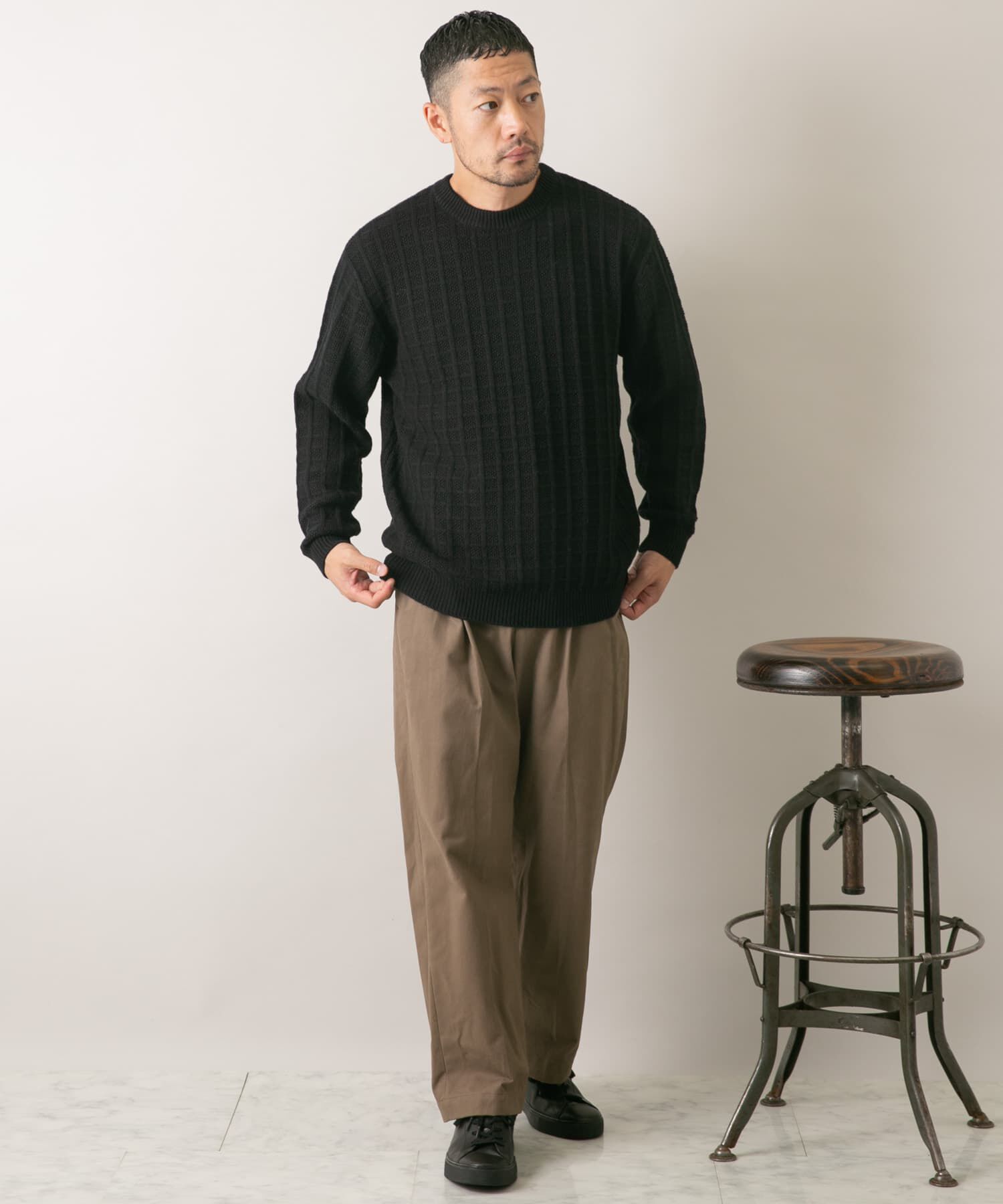 URBAN RESEARCH ROSSO「『XLサイズあり』メリノウール変形ワッフルニット」|ニット・セーター|