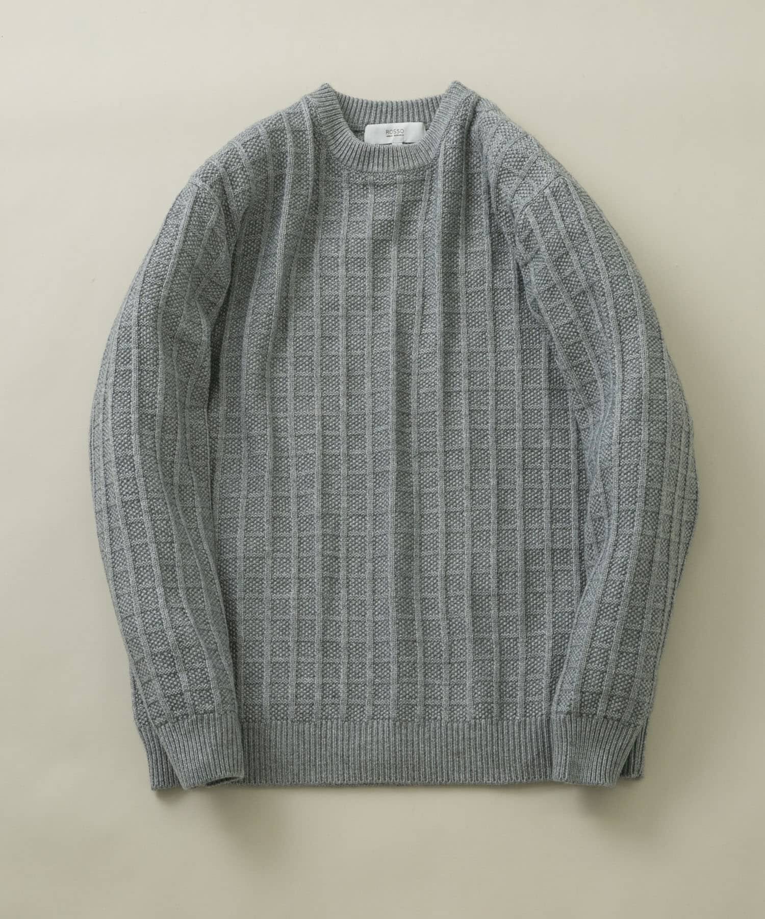 URBAN RESEARCH ROSSO「『XLサイズあり』メリノウール変形ワッフルニット」|ニット・セーター|ライトグレー