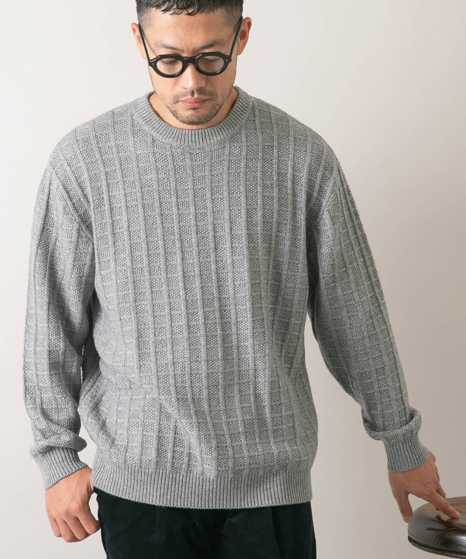 URBAN RESEARCH ROSSO「『XLサイズあり』メリノウール変形ワッフルニット」|ニット・セーター|