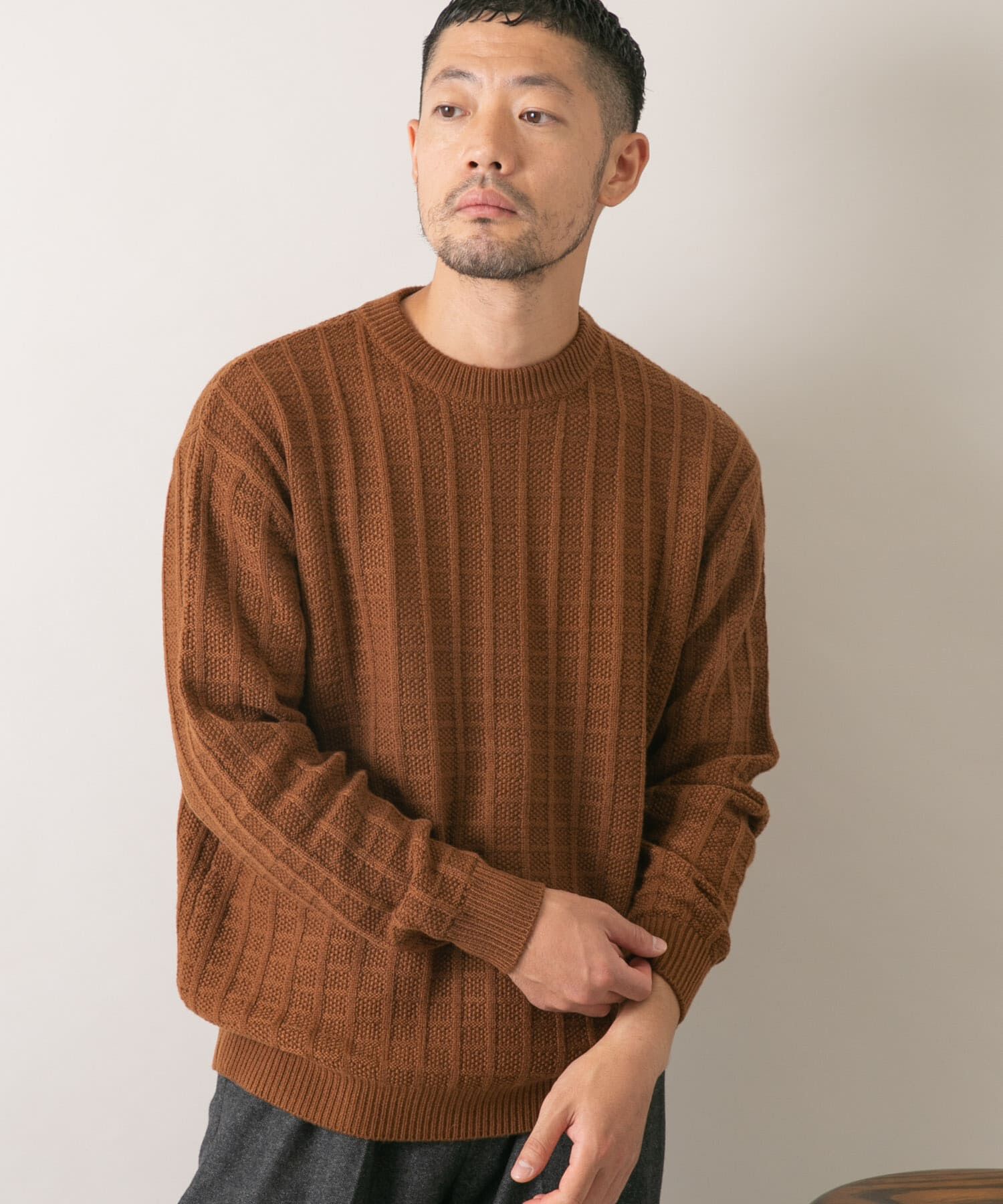 URBAN RESEARCH ROSSO「『XLサイズあり』メリノウール変形ワッフルニット」|ニット・セーター|