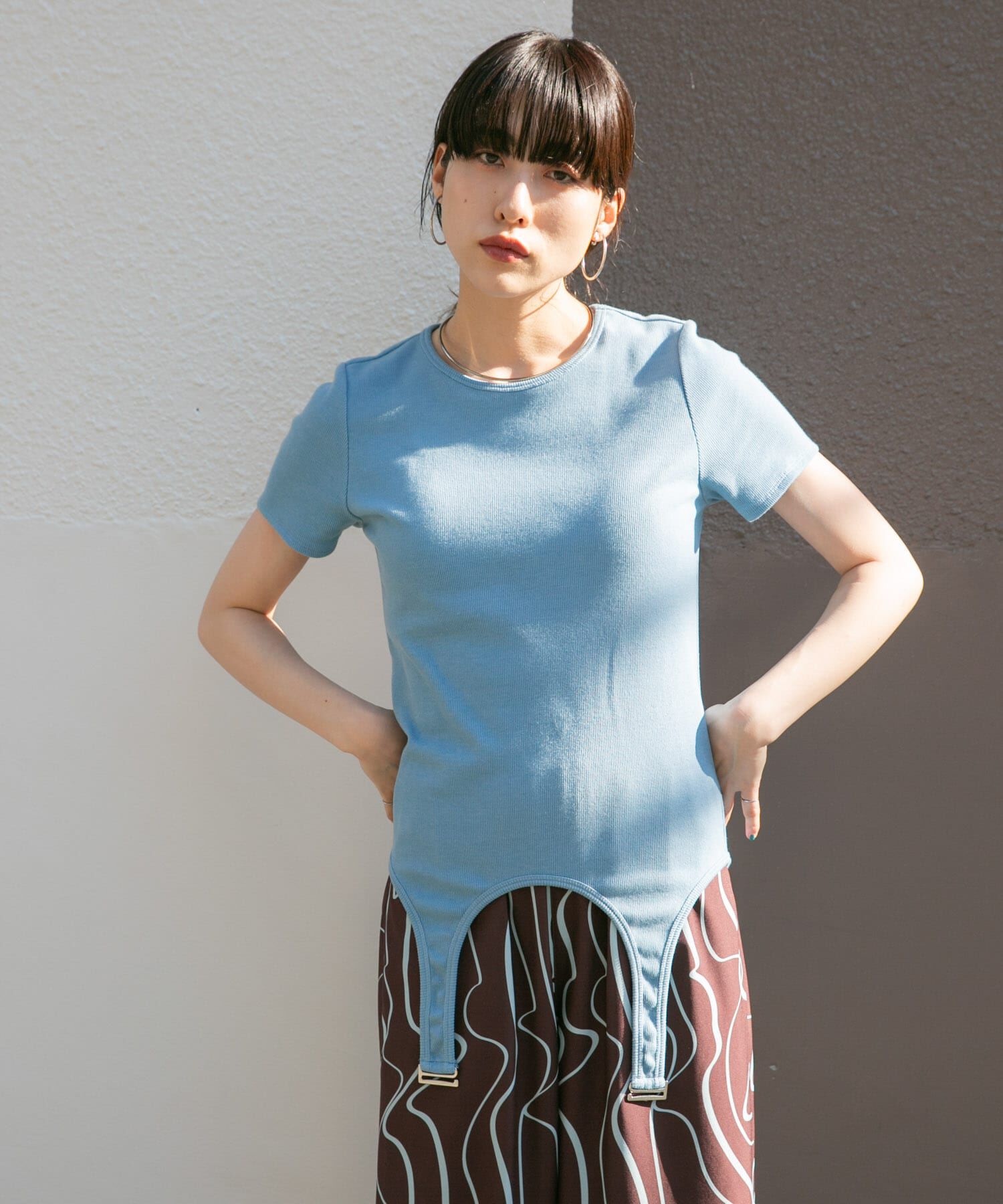  「ガーターベルトTEE」|Tシャツ・カットソー|ブルー