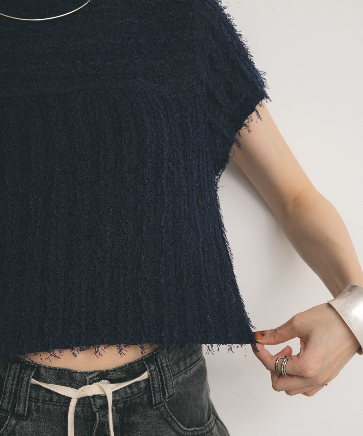  「ミニフリンジニットTEE」|ニット・セーター|
