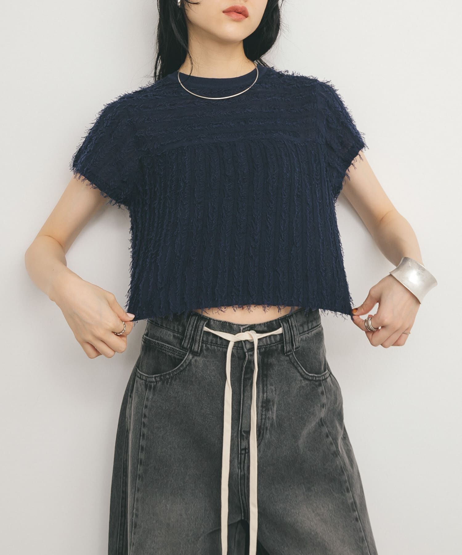  「ミニフリンジニットTEE」|ニット・セーター|