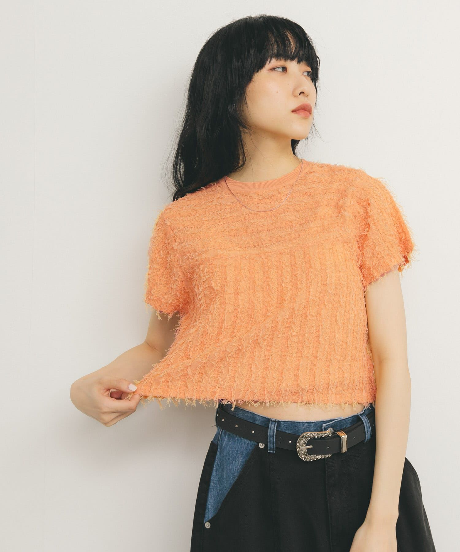  「ミニフリンジニットTEE」|ニット・セーター|