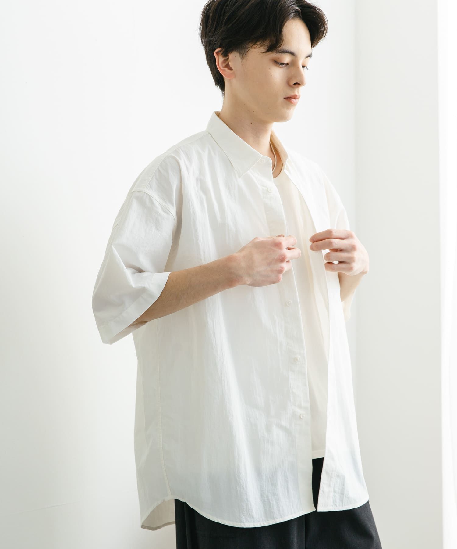 SENSE OF PLACE by URBAN RESEARCH「ナイロンレギュラーカラールーズショートスリーブシャツ」|シャツ・ブラウス|