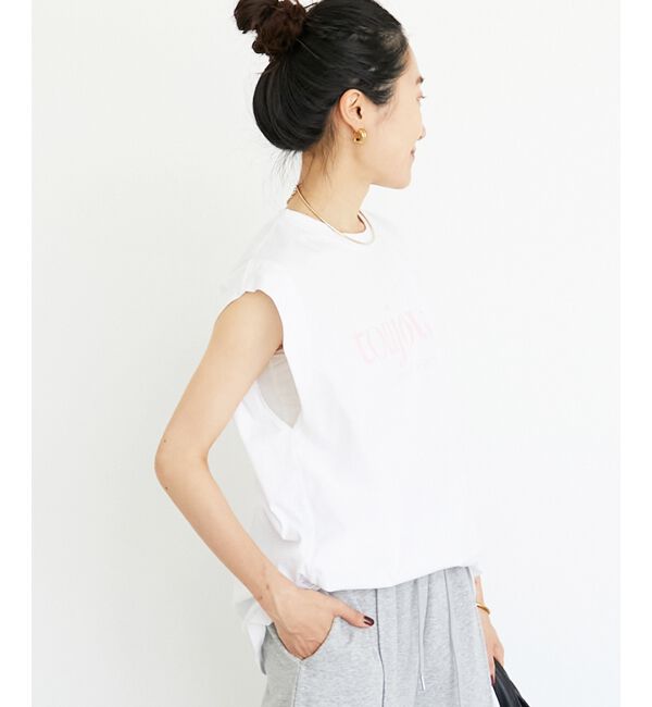  「toujoursロゴプリントフレンチTシャツ」|Tシャツ・カットソー|