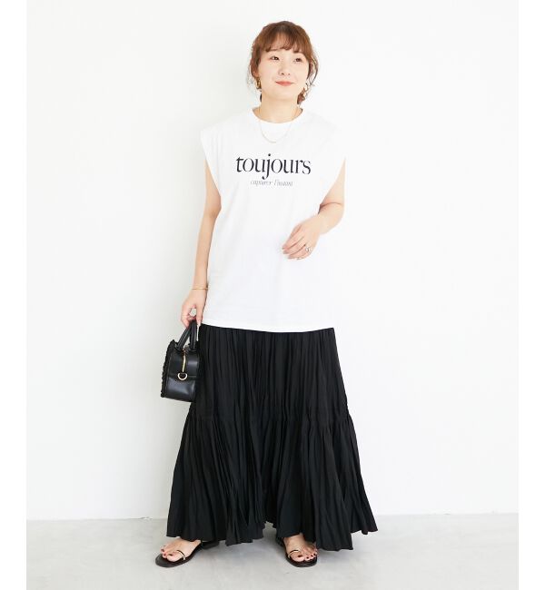  「toujoursロゴプリントフレンチTシャツ」|Tシャツ・カットソー|