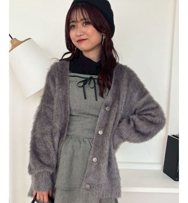  「キラメキシャギーミディカーディガン」|カーディガン|