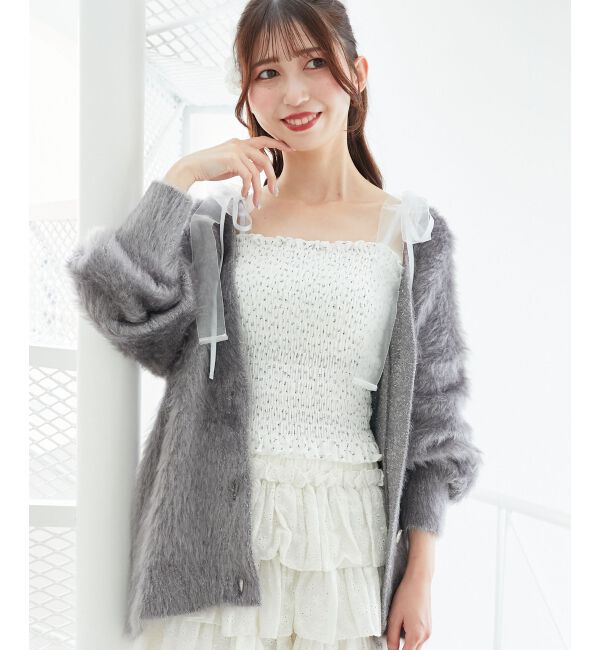  「キラメキシャギーミディカーディガン」|カーディガン|