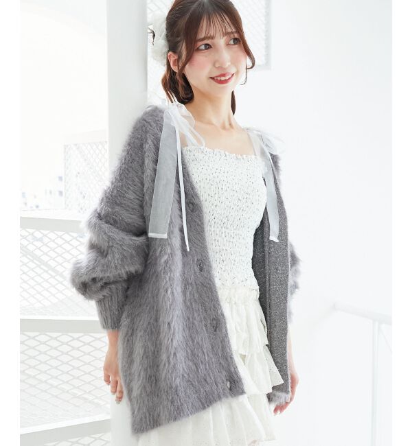  「キラメキシャギーミディカーディガン」|カーディガン|