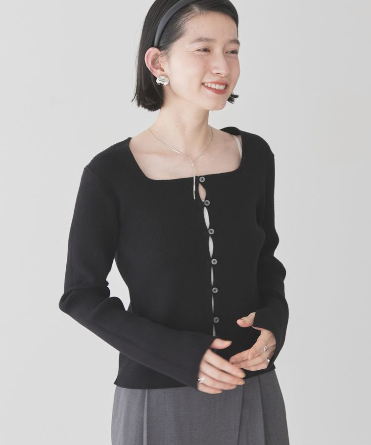 AMERICAN HOLIC「スクエアリブニットカーディガン」|カーディガン|