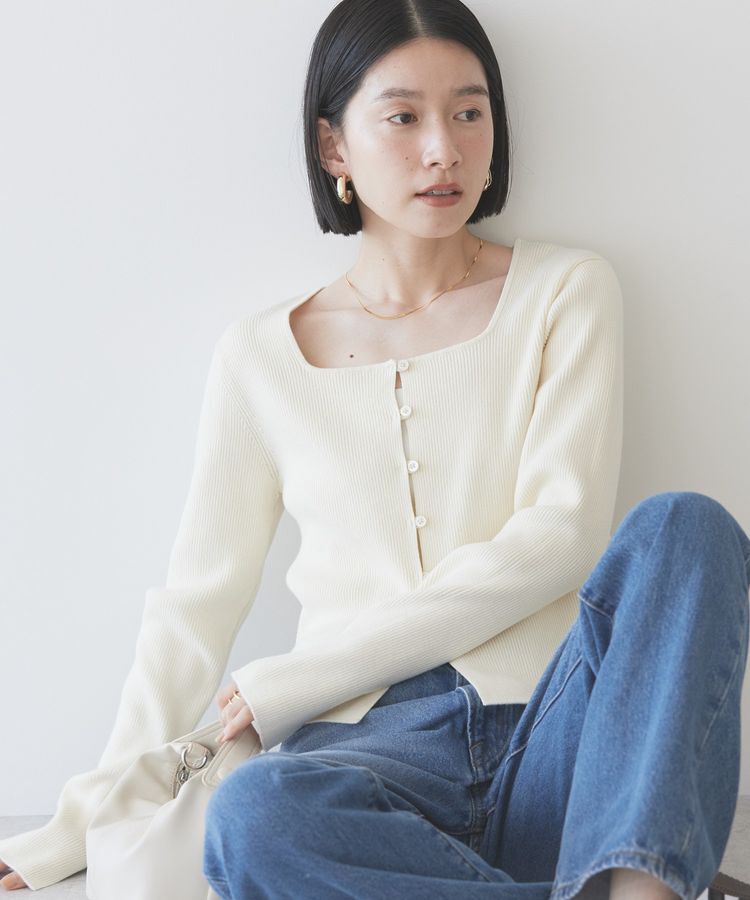 AMERICAN HOLIC「スクエアリブニットカーディガン」|カーディガン|