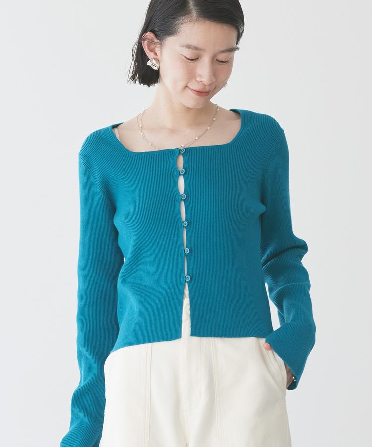 AMERICAN HOLIC「スクエアリブニットカーディガン」|カーディガン|Turquoise Blue