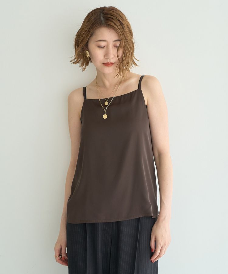 YECCA VECCA「ボートネックサテンキャミ」|インナー|Brown