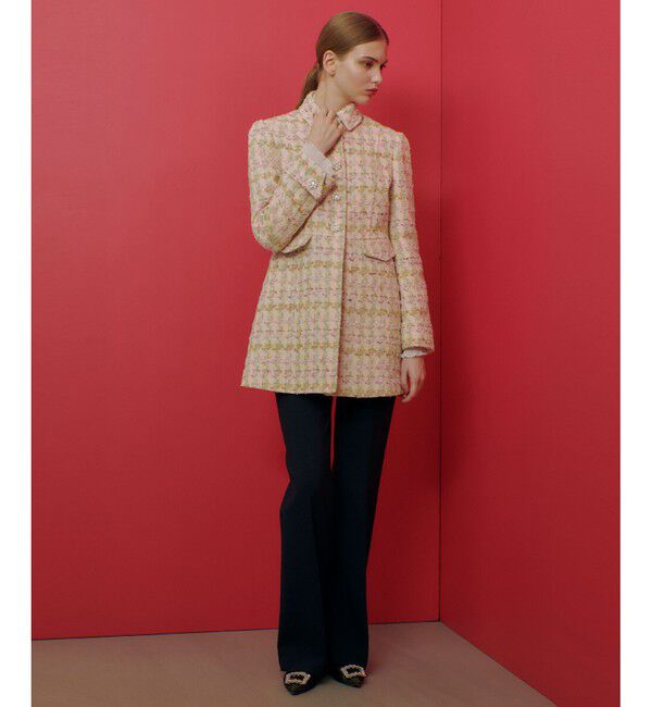 LOULOU WILLOUGHBY「【LOULOU WILLOUGHBY】LINTONツイードロングジャケット」|ノーカラージャケット|