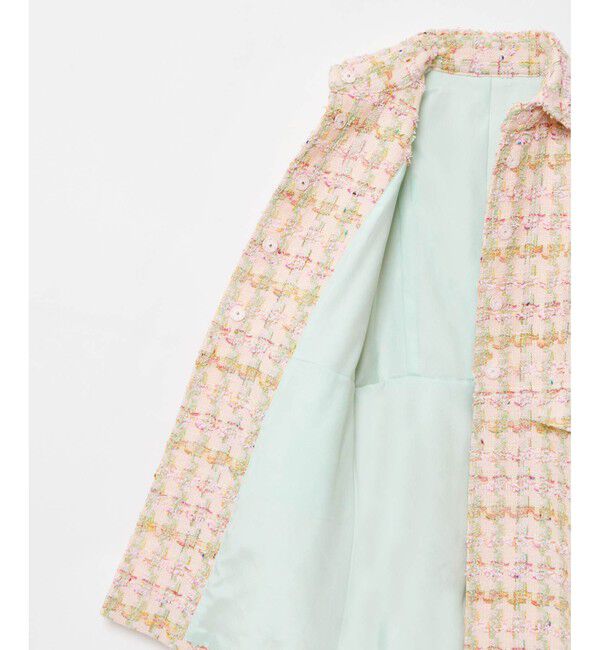 LOULOU WILLOUGHBY「【LOULOU WILLOUGHBY】LINTONツイードロングジャケット」|ノーカラージャケット|