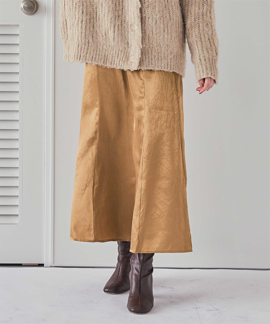 titivate「セミマーメイドサテンスカート」|スカート|ブラウン