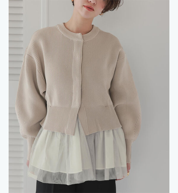 titivate「ペプラムレイヤードニットカーディガン」|カーディガン|