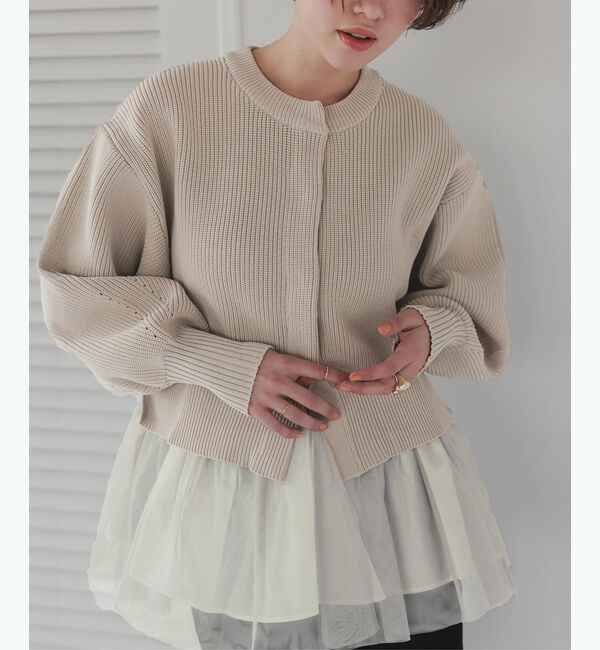 titivate「ペプラムレイヤードニットカーディガン」|カーディガン|