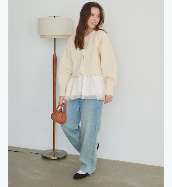 titivate「ペプラムレイヤードニットカーディガン」|カーディガン|