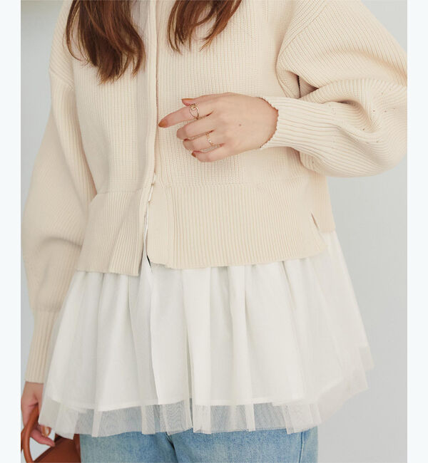 titivate「ペプラムレイヤードニットカーディガン」|カーディガン|