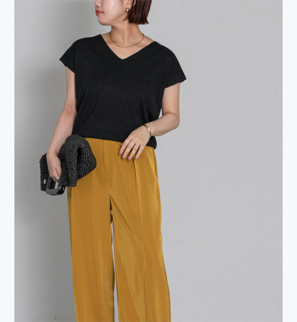 ur's「フレンチスリーブVネックニット」|ニット・セーター|ブラック